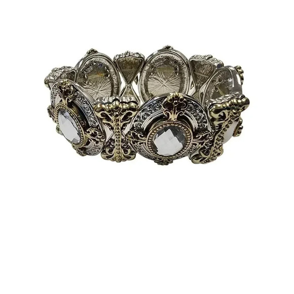 Vintage Antique Design White Crystal Bracelet – 7-inch - Picture 2 of 6